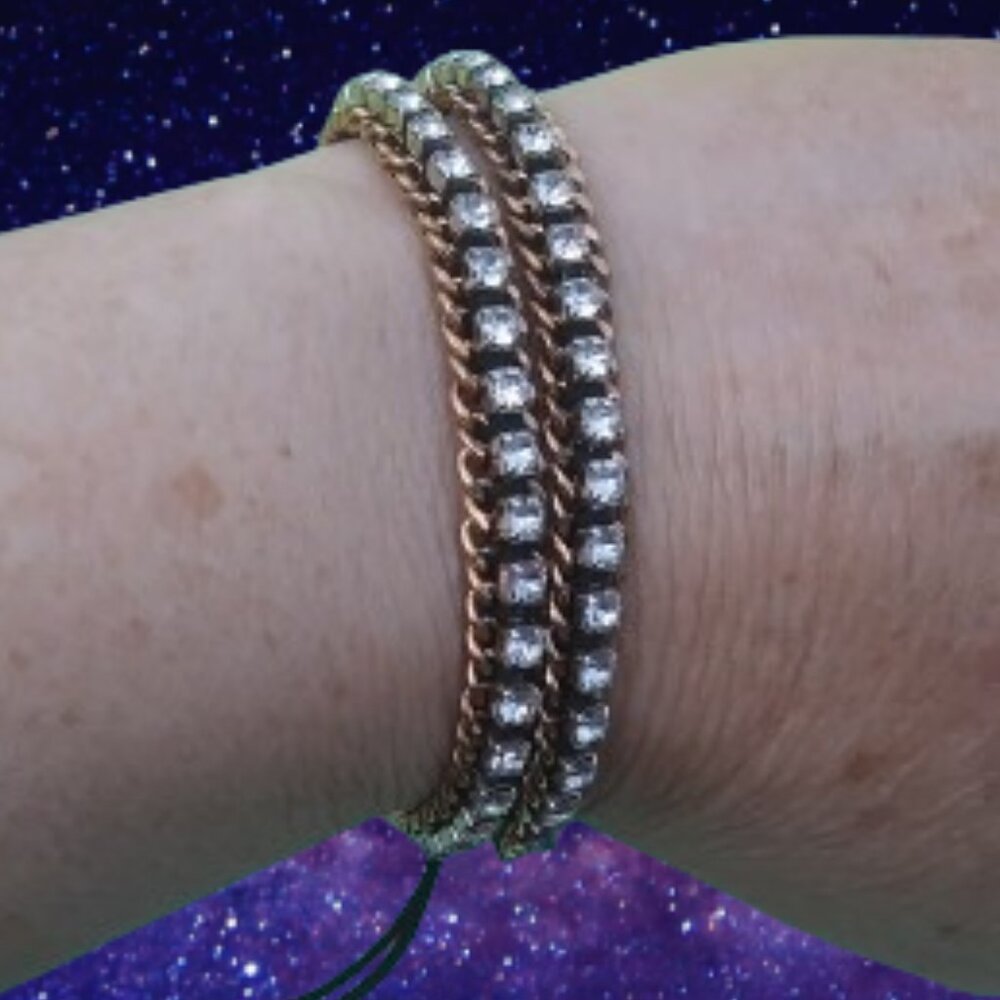 Swarovski Venetie Double Bracelet Rose Gold tone metal clear crystals